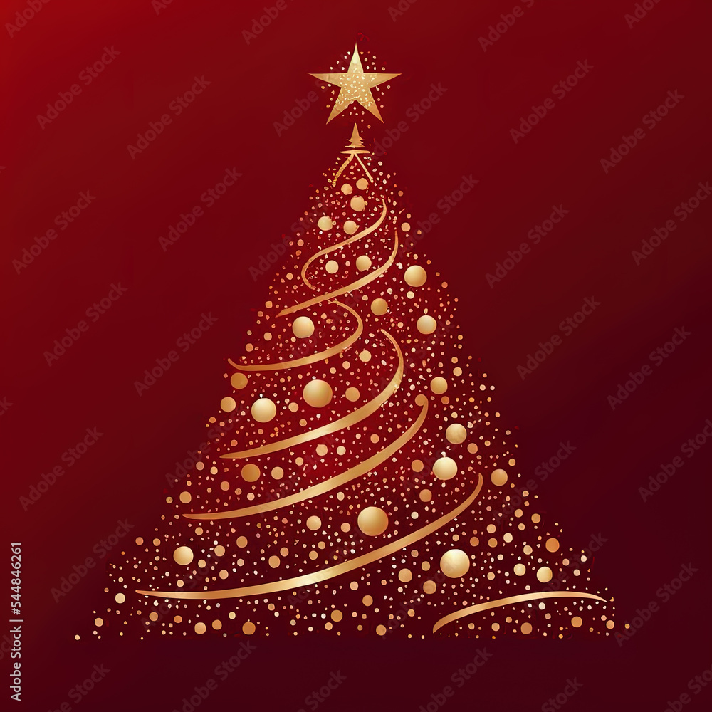 abstract stylised Christmas tree on a plain red background abstract stylised Christmas tree on a plain red background