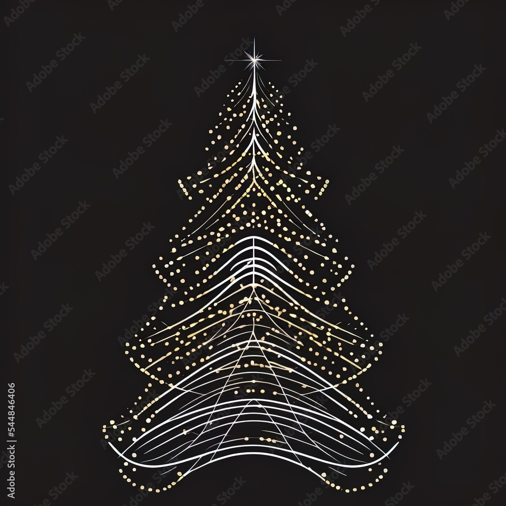 abstract stylised Christmas tree on a plain black background