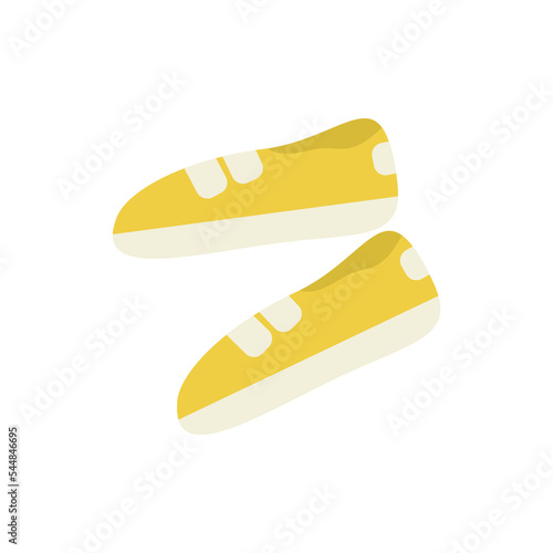 A pair of bright yellow sneakers. Sport shoes