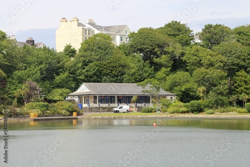 The beautiful Lake Mooragh in Ramsey, Isle of Man on a sunny summer's day. photo