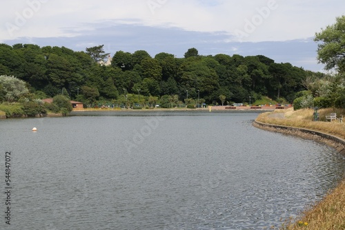 Canvas Print The beautiful Lake Mooragh in Ramsey, Isle of Man on a sunny summer's day