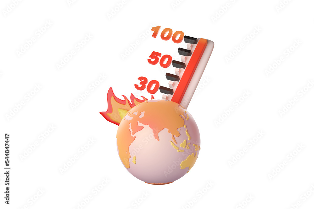 Earth with high temperature and fire metaphor hot weather, Climate