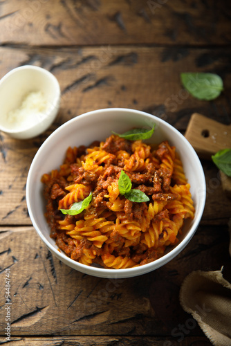 Pasta with traditional Bolognese sauce