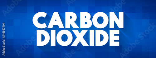 Carbon Dioxide is a chemical compound made up of molecules that each have one carbon atom covalently double bonded to two oxygen atoms, text concept background