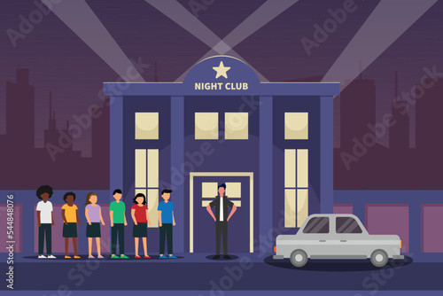 Young security standing in front of night club