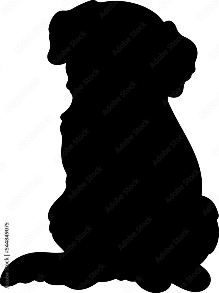Simple and adorable Mountain Dog Silhouette Sitting in front view Simple and adorable Mountain Dog Silhouette Sitting in front view
