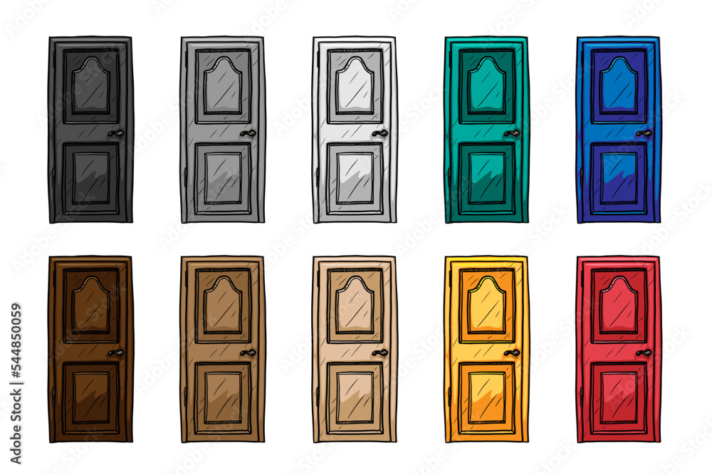 Set of doors vector illustration on white background Set of doors vector illustration on white background