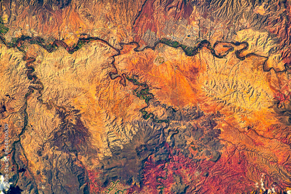 Land features and details over the USA. Beauty in nature. Digital Enhancement. Elements by NASA