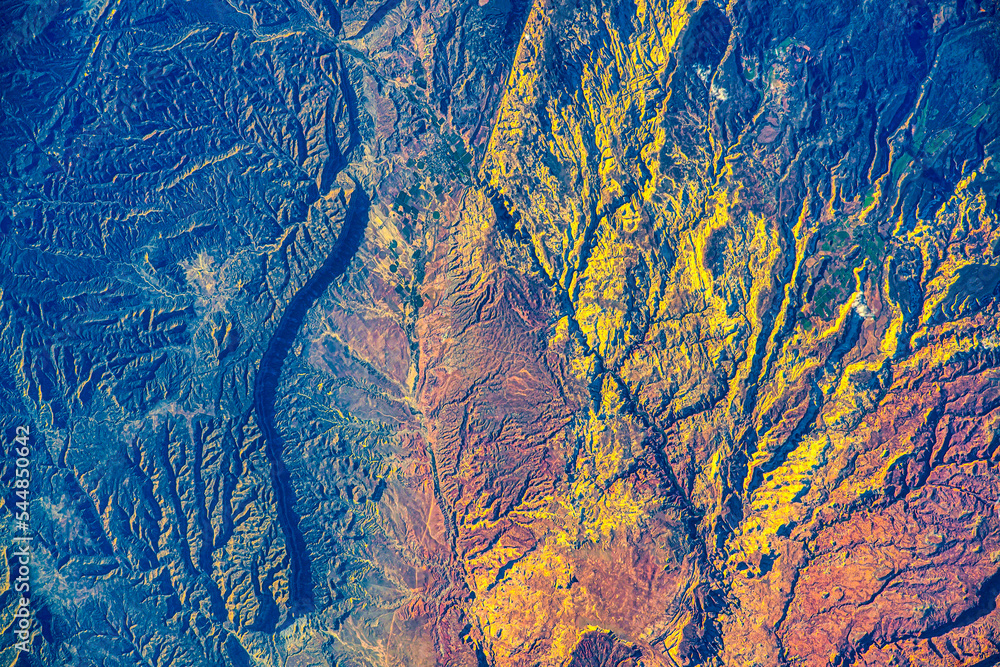 Naklejka premium Land features and details over the USA. Beauty in nature. Digital Enhancement. Elements by NASA
