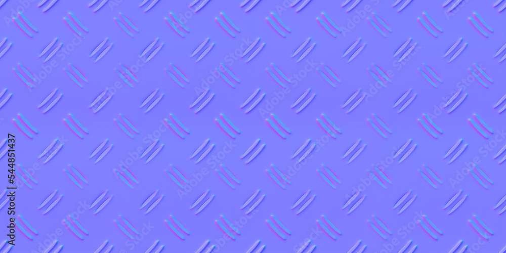 Normal map of aluminum double checker plate industry seamless pattern