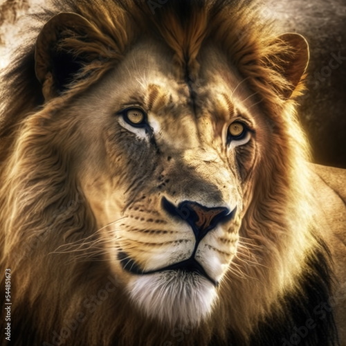 Lion Face  the strong look of the king of the jungle digital 3D illustration Original concept  this Character is fiction based and does not exist in real life