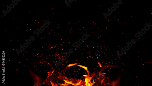 Photo Fire flames isolated on black background.