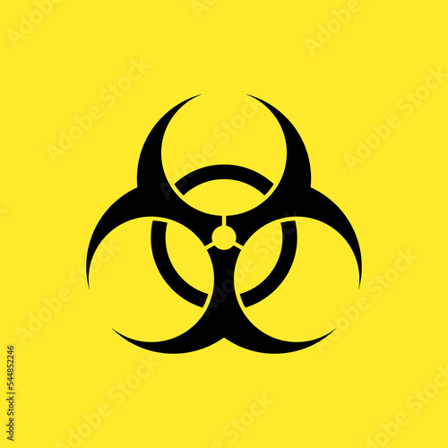 Biohazard Symbol on yellow background. Hazard warning symbol on yellow background. 
Isolated vector illustration of biohazard symbol. Icon can be used as a poster, wallpaper and for infographics.