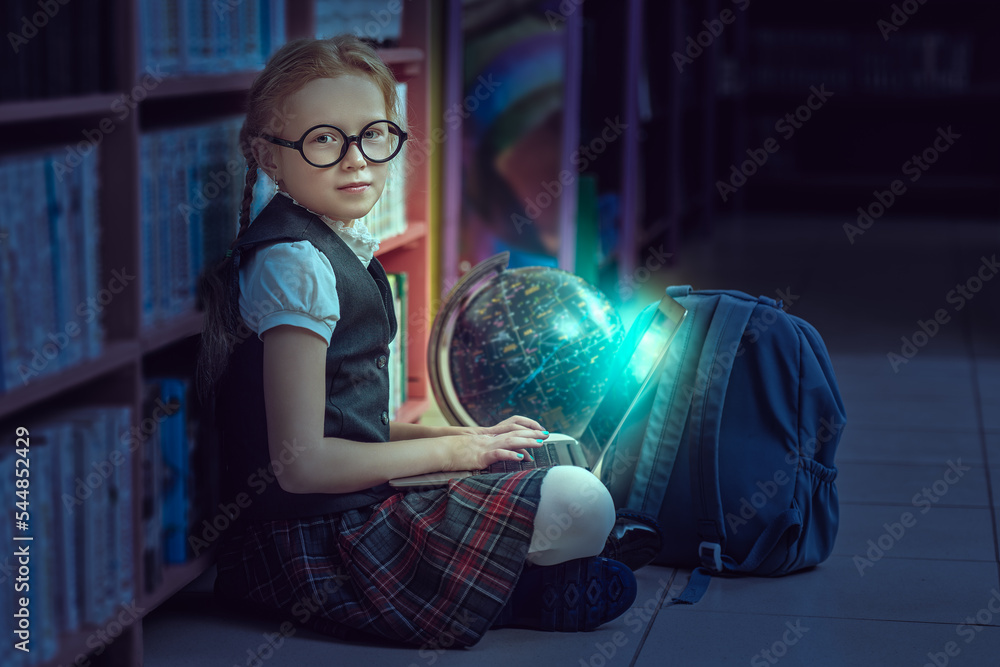 schoolgirl with laptop