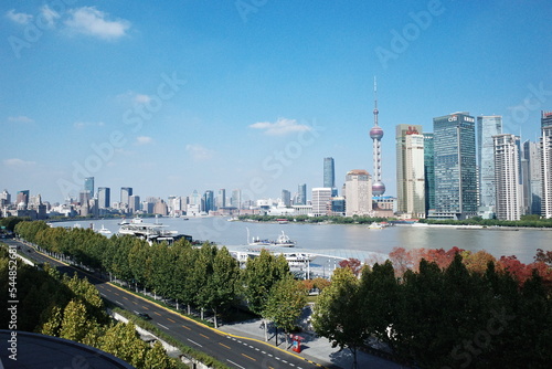 buildings skyline architecture landscape highway exterior shanghai skyscrapers riverside