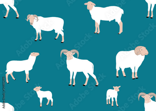 sheep pattern, Sheeps, Colorful seamless pattern with animals, Decorative cute wallpaper, good for printing. Overlapping background vector © SIRAPOB
