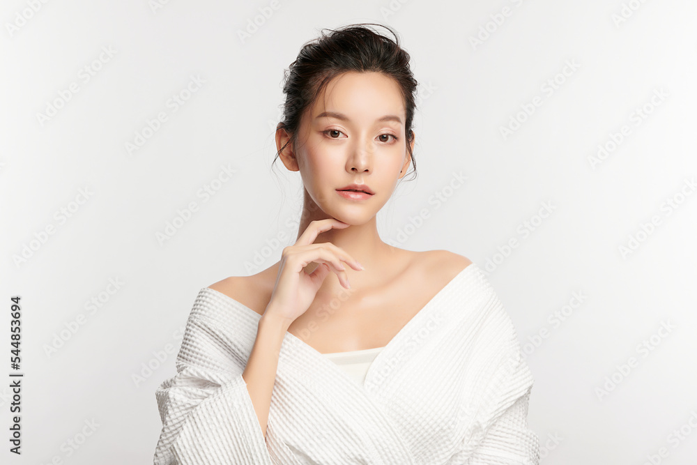 Beautiful young asian woman with clean fresh skin on white background, Face care, Facial treatment, Cosmetology, beauty and spa, Asian women portrait. Beautiful young asian woman with clean fresh skin on white background, Face care, Facial treatment, Cosmetology, beauty and spa, Asian women portrait.