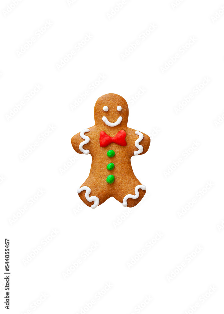 Naklejka premium Christmas homemade gingerbread cookie isolated on transparent background.