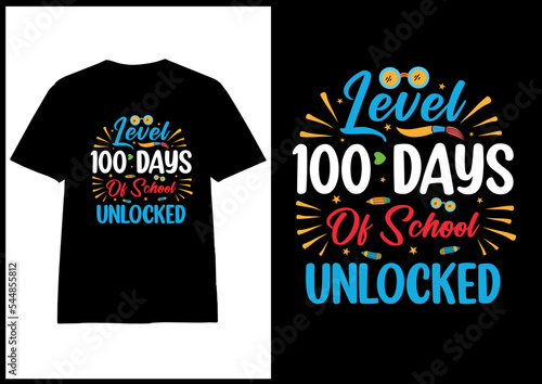  100 th day school typography t shirt design, 100 day of school colorful tshirt design vector for print on demand,