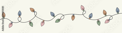 Christmas banner with hand drawn lights. Vector