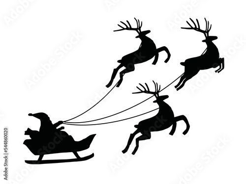 サンタシルエット左向き_素材_横