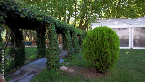 Wallpaper Mural Ivy Vine Covered Corridor Tunnel Walkway Leading to White Marquee Tent for Wedding Torontodigital.ca