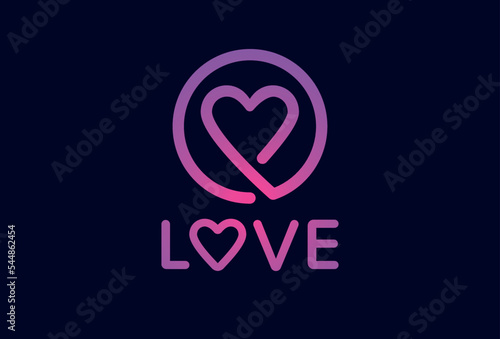 Heart love logo  vector minimal circle dating app brand  branding marketing valentine icon