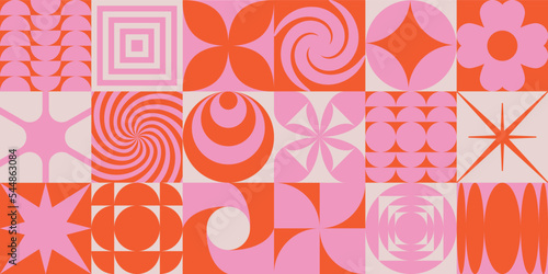 Vector minimal geometric illustrations set - trendy abstract aesthetic minimal compositions, prints, frames and graphic design elements