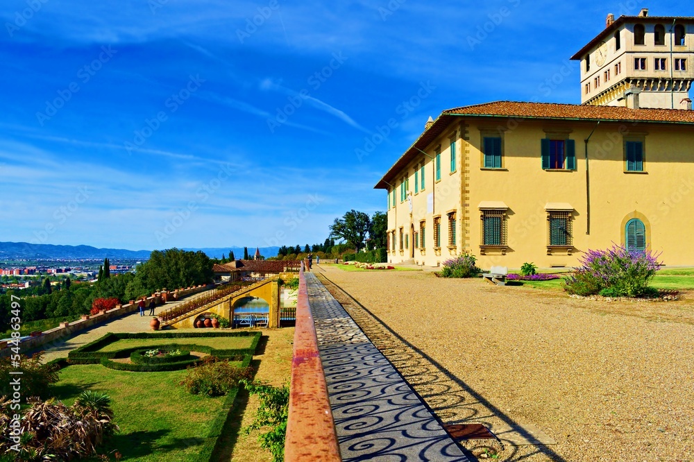 external view of the Medici Villa La Petraia, now a Unesco national museum located in Florence, Italy