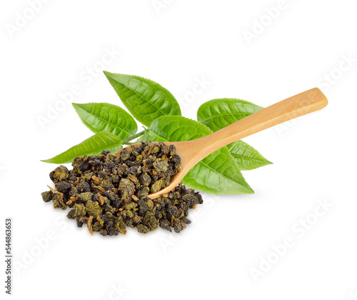 Green tea leaf isolated on transparent background. (.PNG)