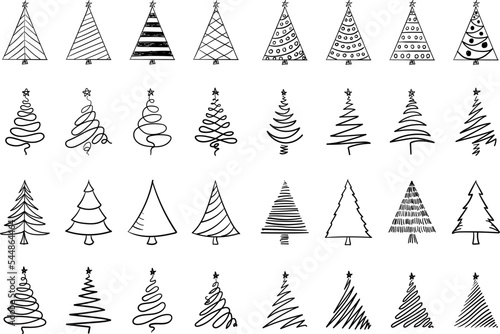 Fototapete various Christmas tree silhouettes.