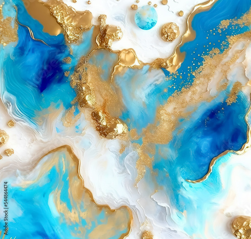 Luxury abstract fluid art painting in alcohol ink technique. Liquid marble design abstract painting background with gold splash texture. © waichi2013th