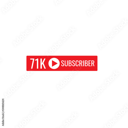 71K subscriber banner art template vector illustration. Ad banner tag for social media.