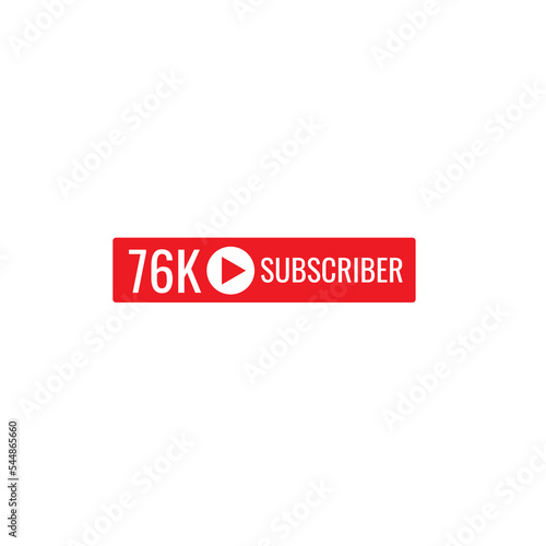 76K subscriber banner art template vector illustration. Ad banner tag for social media.