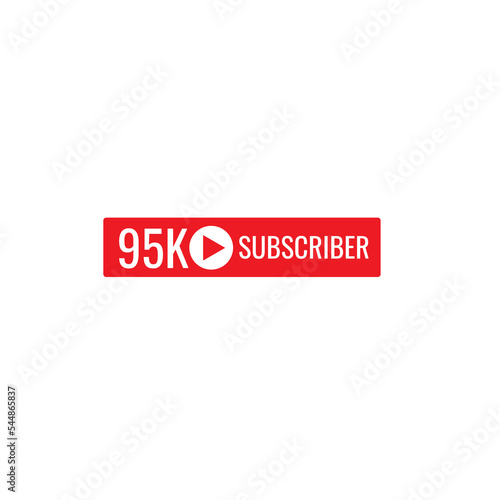 95K subscriber banner art template vector illustration. Ad banner tag for social media.
