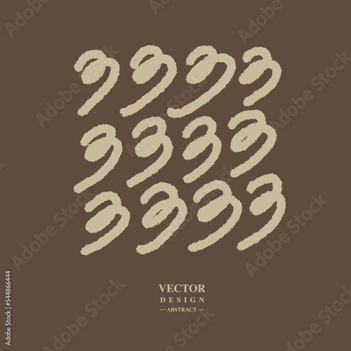 Hand drawn random lines, curly, number 3, curl, spring. Background texture vector material.