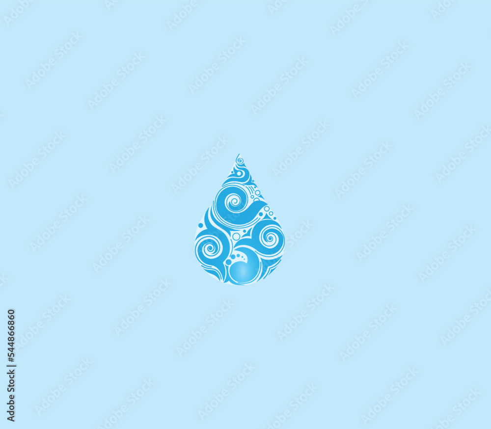 Obraz premium Abstract floral water drop on the blue background vector image. water day concept.