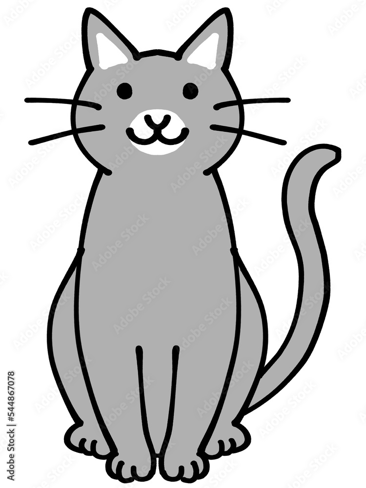 グレー色の猫のイラスト素材 グレー色の猫のイラスト素材