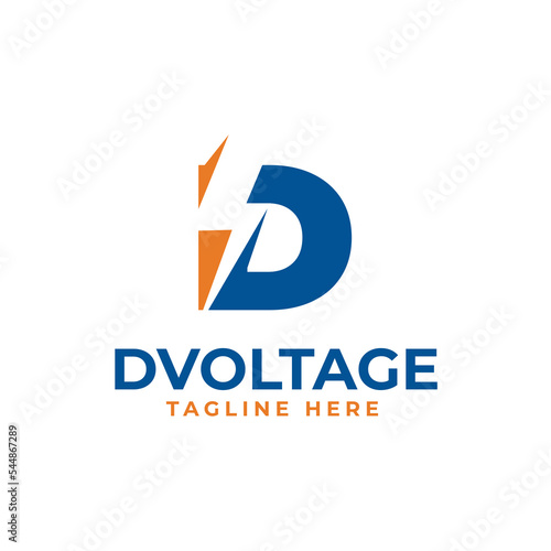 Letter D Electric logo, Thunder Bolt design logo template, vector illustration