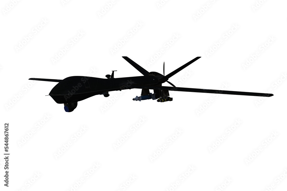 Fototapeta premium 3D rendering of a black ops military drone aircraft isolated on