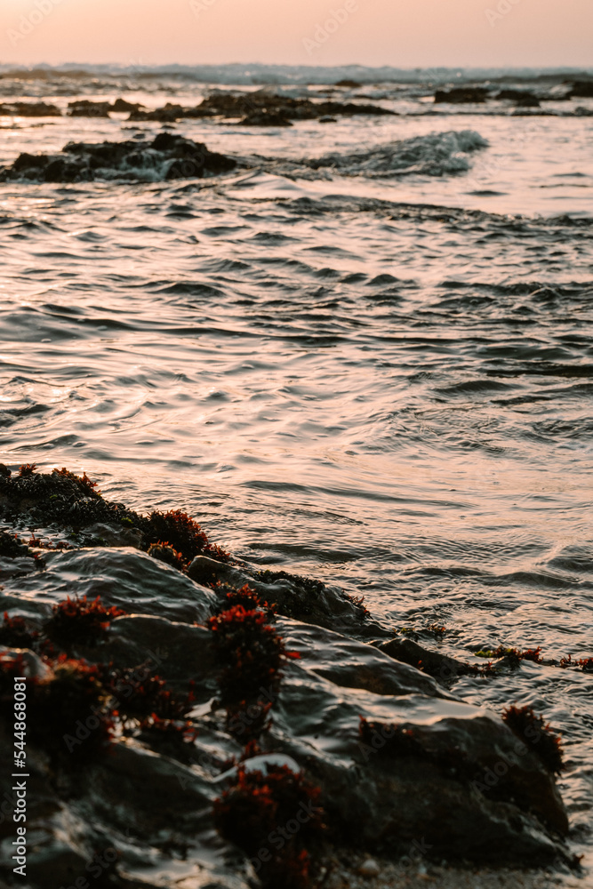 Obraz premium Beautiful sunset at Atlantic ocean in Porto. Travel to Portugal.