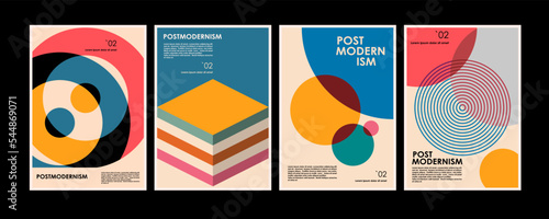 Artworks, posters inspired postmodern of vector abstract dynamic symbols with bold geometric shapes, useful for web background, poster art design, magazine front page, hi-tech print, cover artwork.