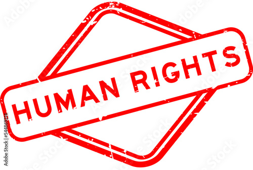 Grunge red human rights word rubber seal stamp  on white background