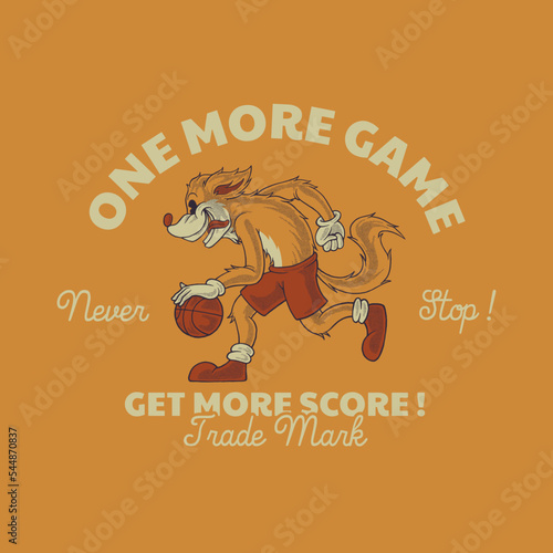 cartoon emblem of dribbling fox mascot with retro style