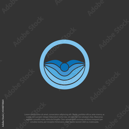abstract circular swimming logo, body and hands as wave ocean