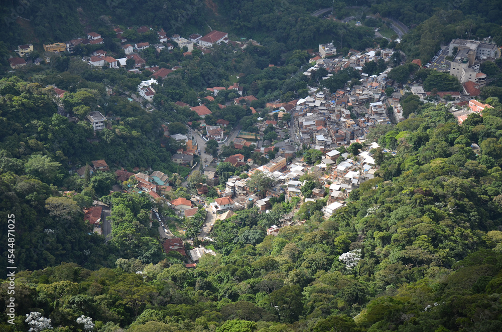 Aerial view of favelas in Rio de Janeiro