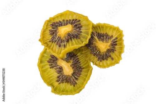 pieces of dried kiwi isolated on white background