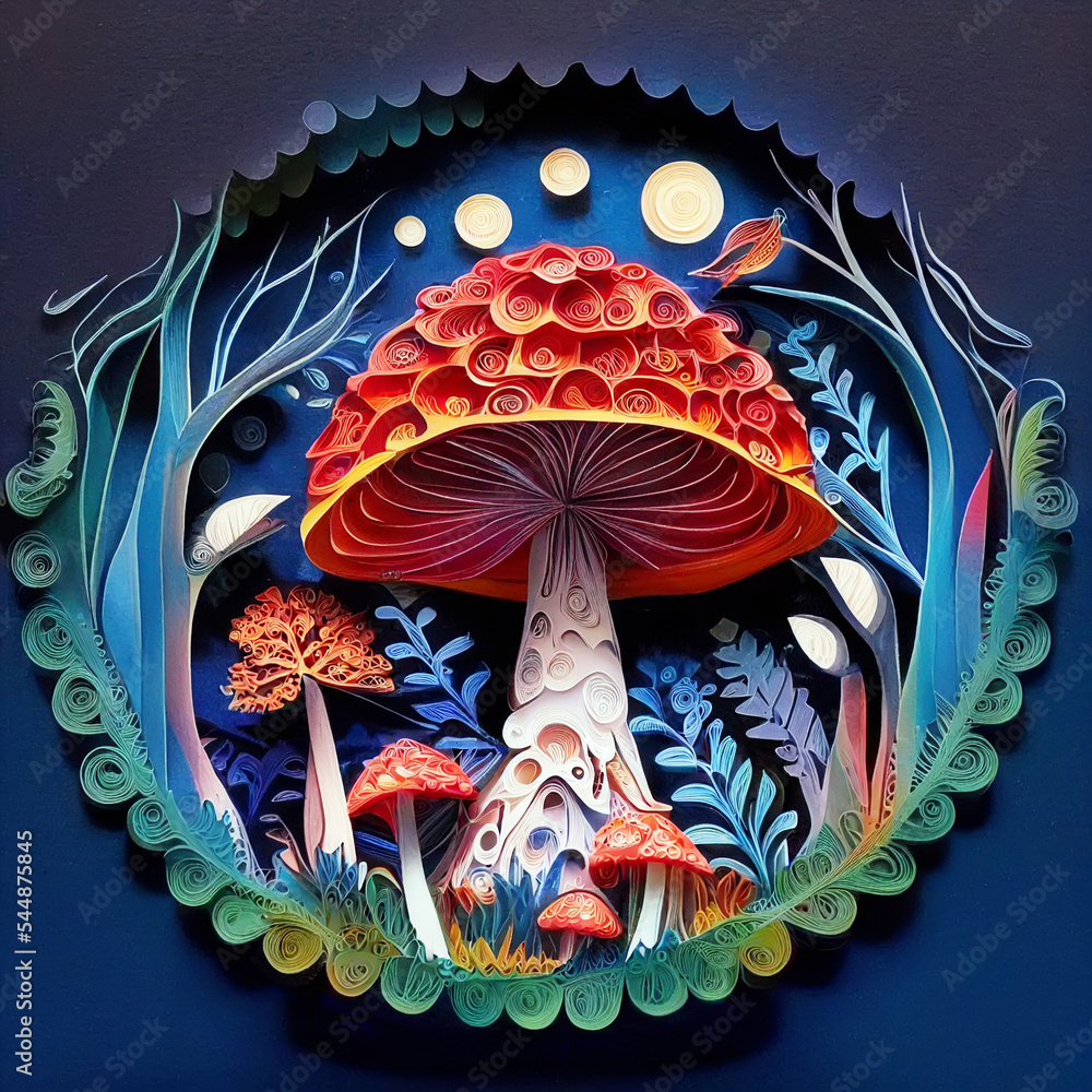 paper cut quilling mushrooms Stock Illustration Adobe Stock