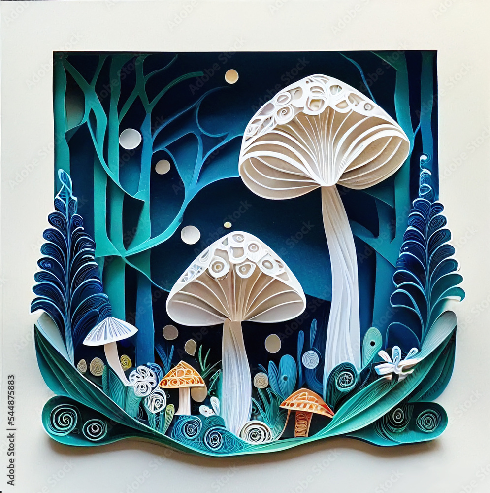 paper cut quilling mushrooms Stock Illustration Adobe Stock