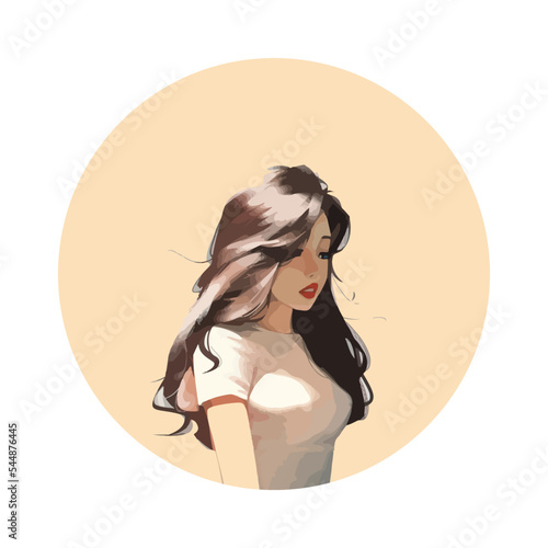 Vector Illustration of a Young student woman worried about some problem.